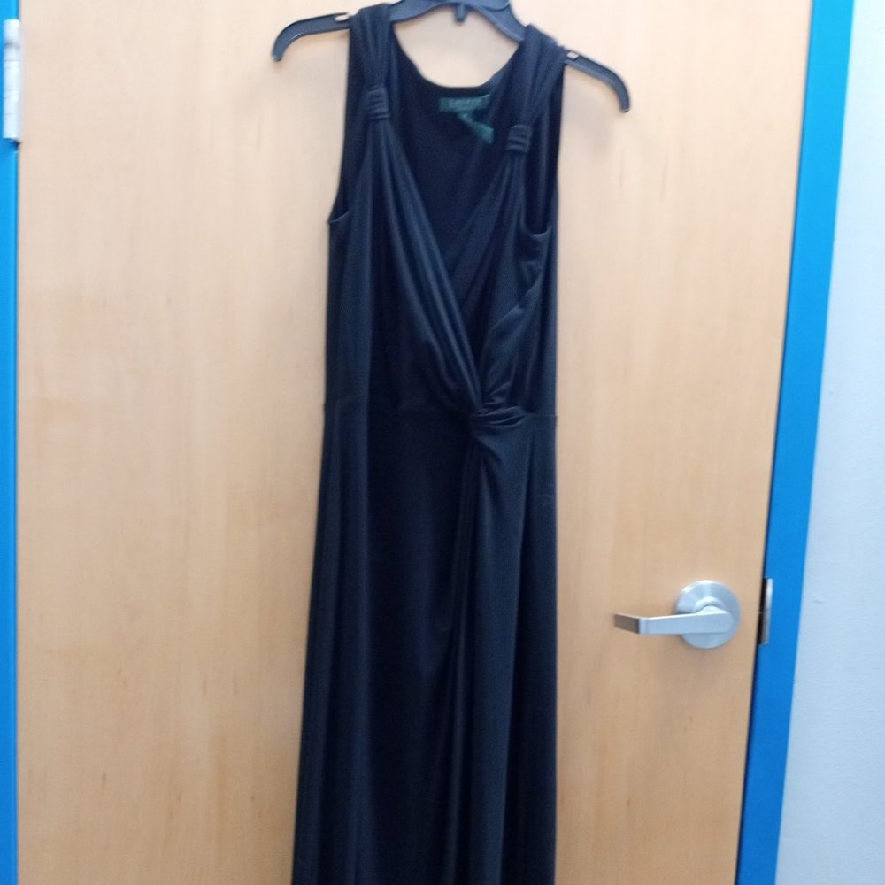 Ralph Lauren Black Maxi Dress Sz 8.  Msrmt r in pictures.
